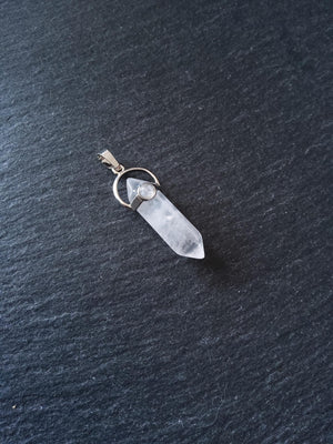 Natural Quartz Crystal Pendant Approx. 40x1x13mm
