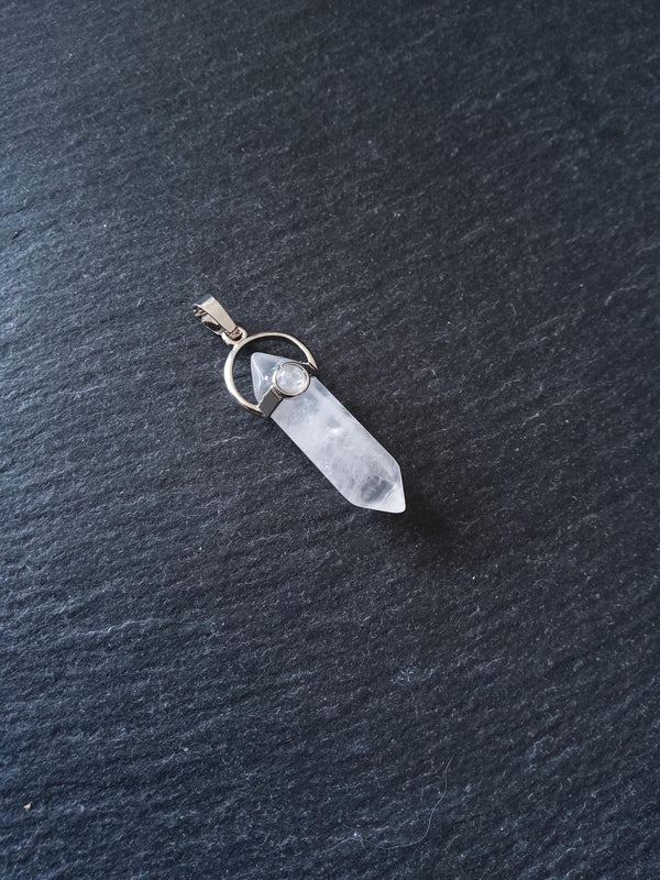 Natural Quartz Crystal Pendant Approx. 40x1x13mm