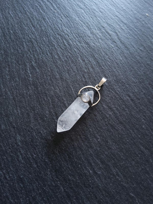 Natural Quartz Crystal Pendant Approx. 40x1x13mm