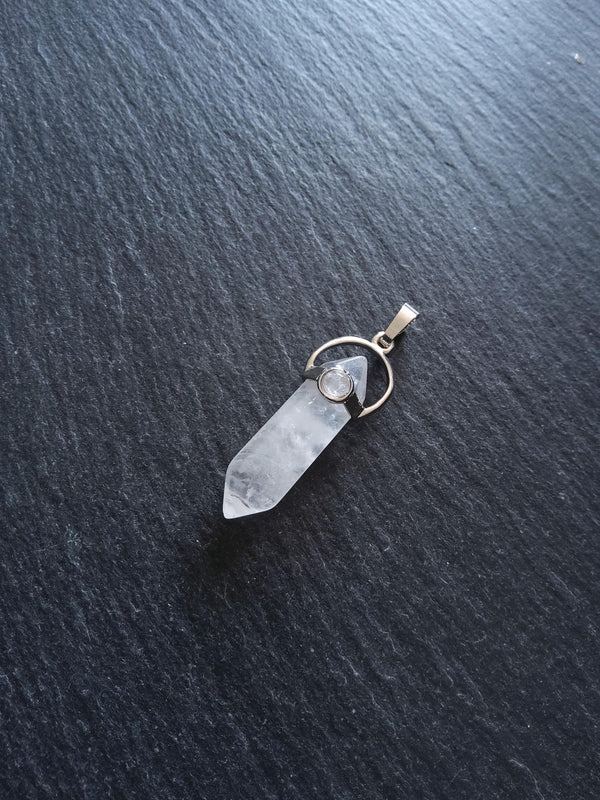 Natural Quartz Crystal Pendant Approx. 40x1x13mm