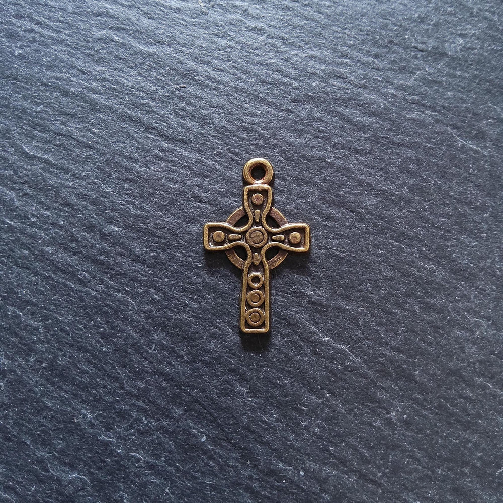 8 or 40 Celtic Cross Charms Antique Bronze Tone 26x16mm
