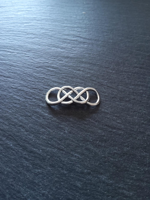 6 or 30 Celtic Knot Connector Charms Double Infinity Knot Antique Silver Tone Alloy 33x13mm