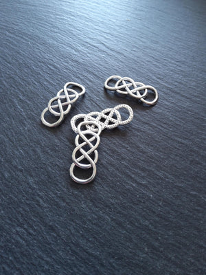 6 or 30 Celtic Knot Connector Charms Double Infinity Knot Antique Silver Tone Alloy 33x13mm
