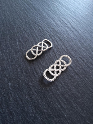 6 or 30 Celtic Knot Connector Charms Double Infinity Knot Antique Silver Tone Alloy 33x13mm