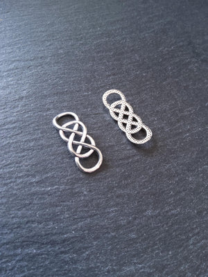 6 or 30 Celtic Knot Connector Charms Double Infinity Knot Antique Silver Tone Alloy 33x13mm