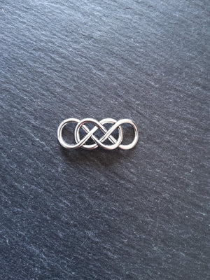 6 or 30 Celtic Knot Connector Charms Double Infinity Knot Antique Silver Tone Alloy 33x13mm