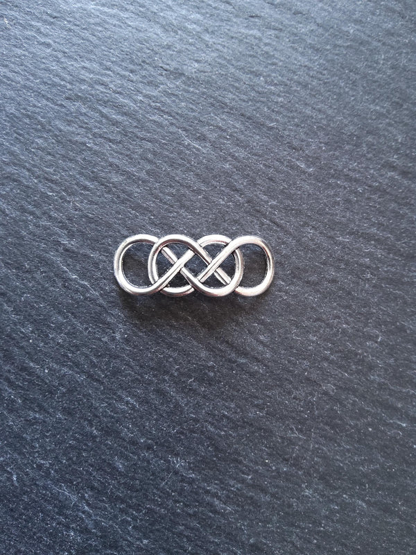 6 or 30 Celtic Knot Connector Charms Double Infinity Knot Antique Silver Tone Alloy 33x13mm