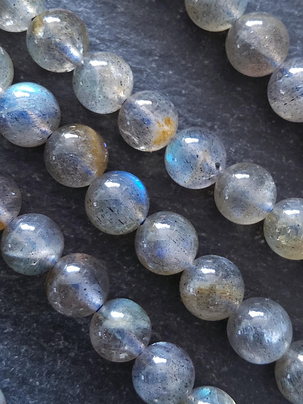 6.5mm Grade AA Natural Light Grey Labradorite Gemstone Beads Full 15.5 inch strand
