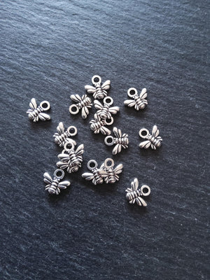 20 or 100 Little Bee Charms Antique Silver Tone Alloy 10x11x2mm Nickel FREE