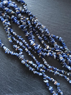 Natural Sodalite Rounded Chip Gemstone Beads. Long 80cm Strand. Approx. 5x10x3mm chips