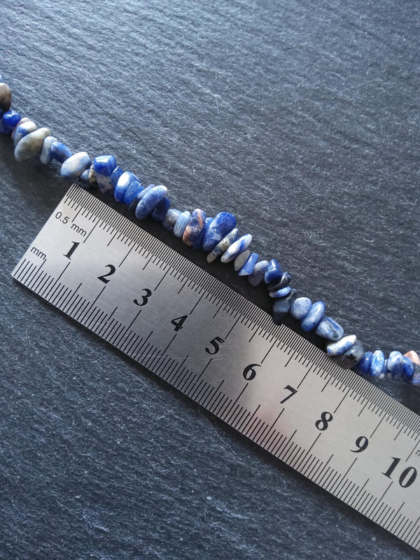 Natural Sodalite Rounded Chip Gemstone Beads. Long 80cm Strand. Approx. 5x10x3mm chips