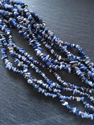 Natural Sodalite Rounded Chip Gemstone Beads. Long 80cm Strand. Approx. 5x10x3mm chips