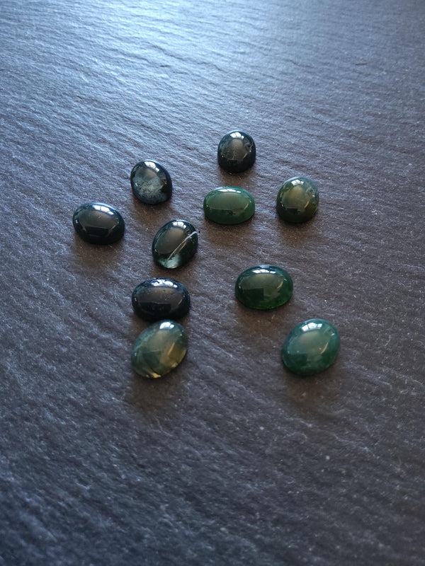Natural Green Moss Agate Gemstone Oval Cabochons 10x8x4mm