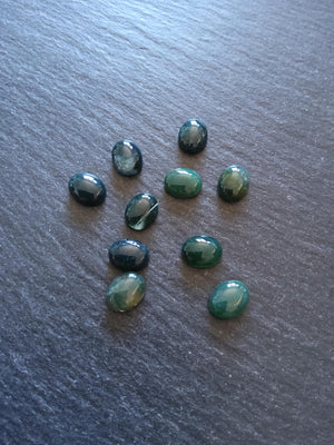 Natural Green Moss Agate Gemstone Oval Cabochons 10x8x4mm
