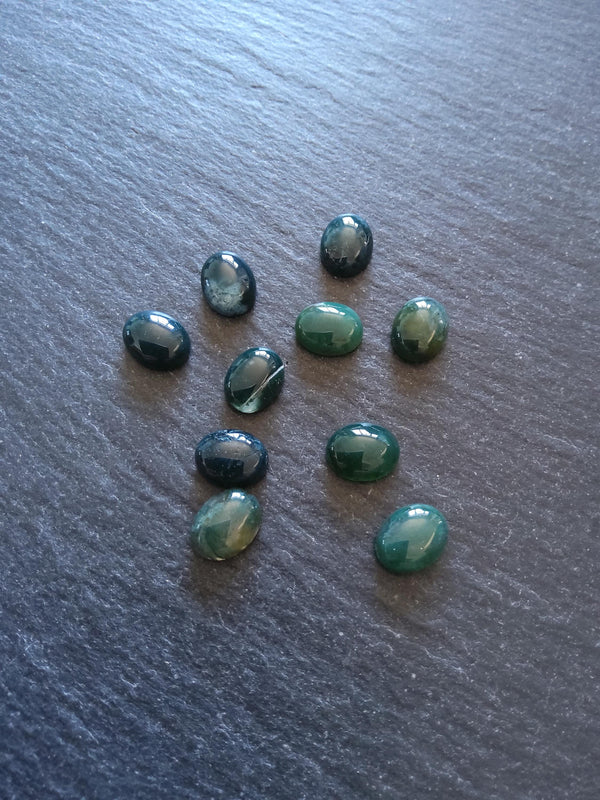 Natural Green Moss Agate Gemstone Oval Cabochons 10x8x4mm