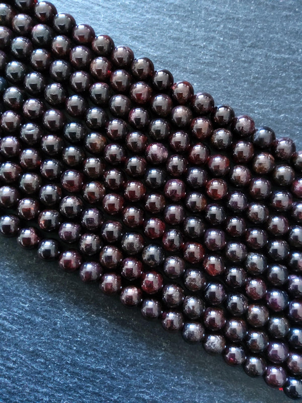 7mm Natural Dark Red Garnet Round Undyed Gemstone Beads Full 15 inch Strand Hole: