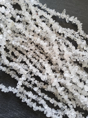 Natural Clear Quartz Crystal Irregular Chip Beads approx. 5mm to 8mm. Full 31 inch Strand