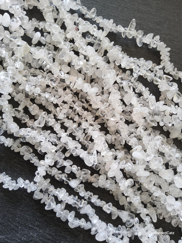 Natural Clear Quartz Crystal Irregular Chip Beads approx. 5mm to 8mm. Full 31 inch Strand