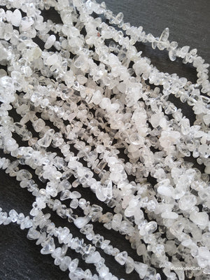 Natural Clear Quartz Crystal Irregular Chip Beads approx. 5mm to 8mm. Full 31 inch Strand