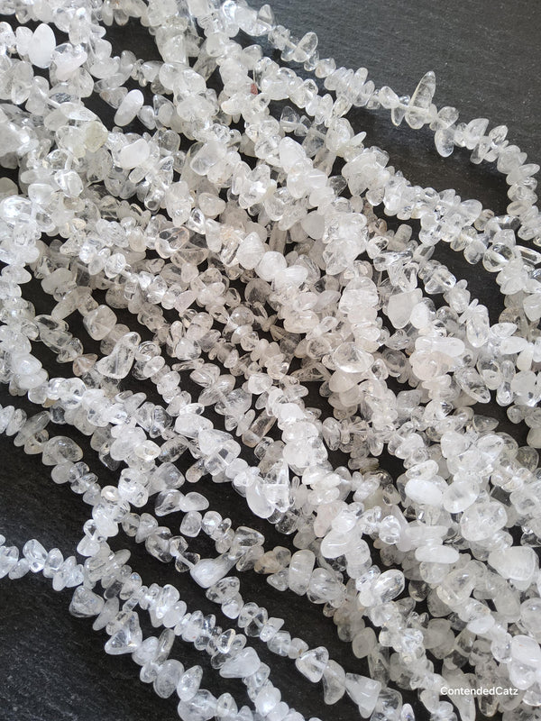Natural Clear Quartz Crystal Irregular Chip Beads approx. 5mm to 8mm. Full 31 inch Strand