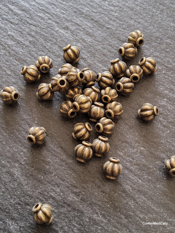 20 or 100 Antique Bronze Lantern 6mm Alloy Spacer Beads 6x5.5mm Hole: 1.3mm