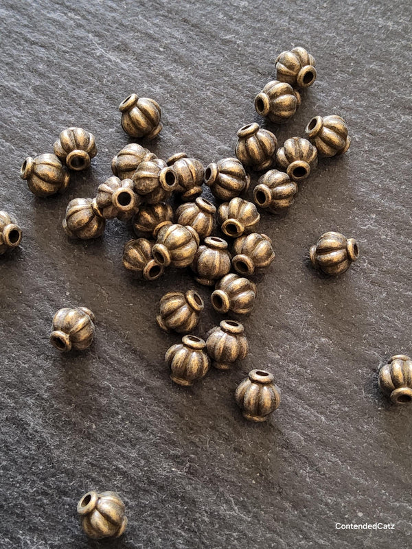 20 or 100 Antique Bronze Lantern 6mm Alloy Spacer Beads 6x5.5mm Hole: 1.3mm