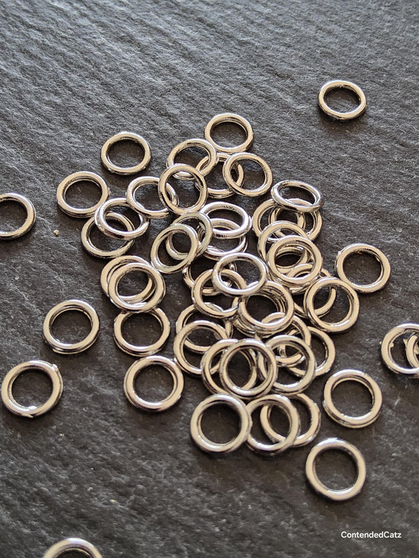 100 or 500 Strong 6mm CLOSED Jump Rings Silver Tone Alloy 1mm (18 Gauge) Hole: 3.8mm