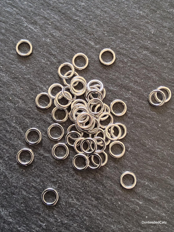 100 or 500 Strong 6mm CLOSED Jump Rings Silver Tone Alloy 1mm (18 Gauge) Hole: 3.8mm