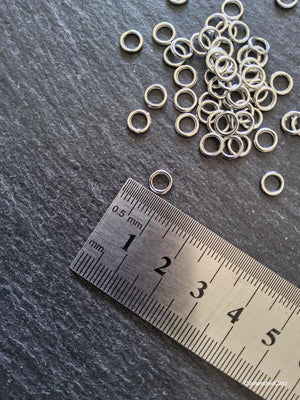 100 or 500 Strong 6mm CLOSED Jump Rings Silver Tone Alloy 1mm (18 Gauge) Hole: 3.8mm