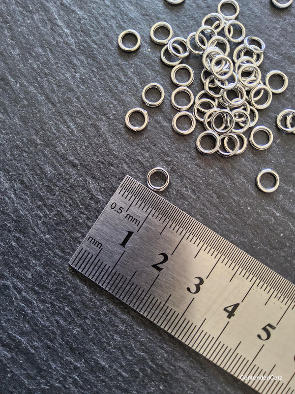 100 or 500 Strong 6mm CLOSED Jump Rings Silver Tone Alloy 1mm (18 Gauge) Hole: 3.8mm