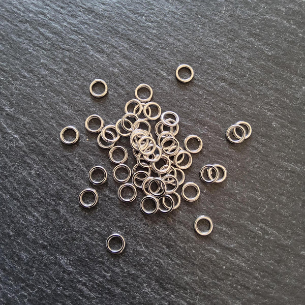 100 or 500 Strong 6mm CLOSED Jump Rings Silver Tone Alloy 1mm (18 Gauge) Hole: 3.8mm