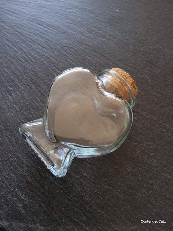 1 or 5 Clear Glass Heart Jars with Cork Stopper 80ml (2.71fl. oz) Size: 60x80mm - ContentedCatz