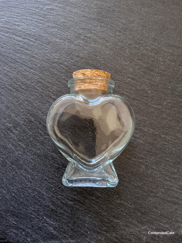 1 or 5 Clear Glass Heart Jars with Cork Stopper 80ml (2.71fl. oz) Size: 60x80mm - ContentedCatz
