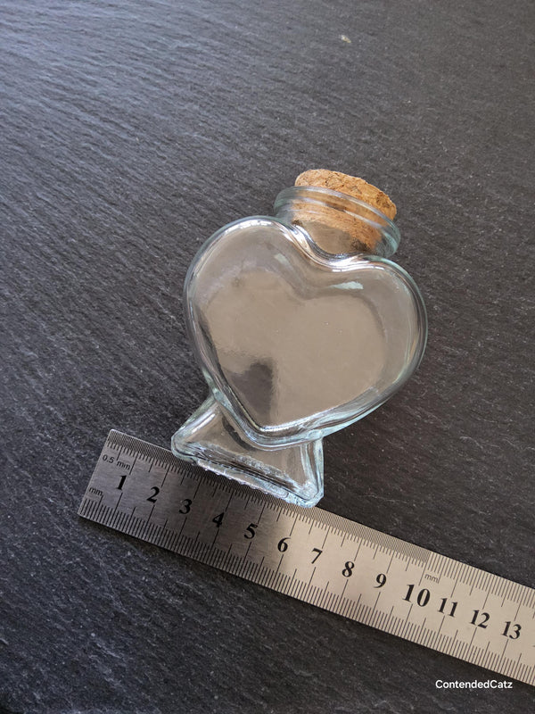 1 or 5 Clear Glass Heart Jars with Cork Stopper 80ml (2.71fl. oz) Size: 60x80mm - ContentedCatz