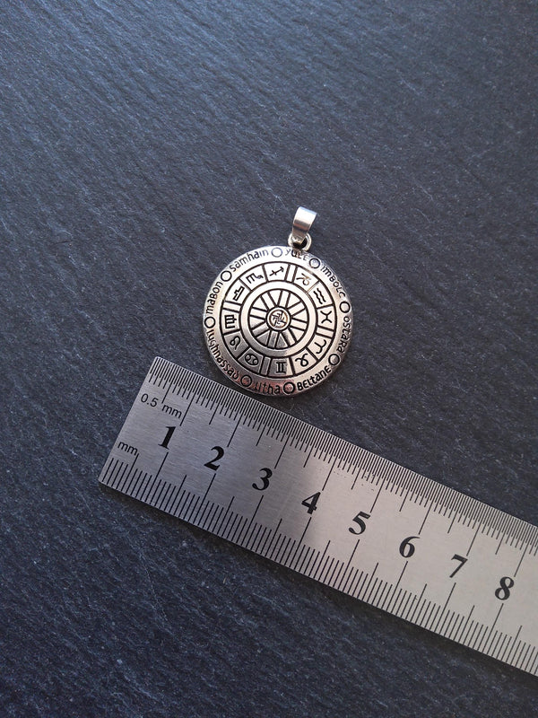 Pagan Calendar Pendant Silver Tone Alloy 39x30x4mm