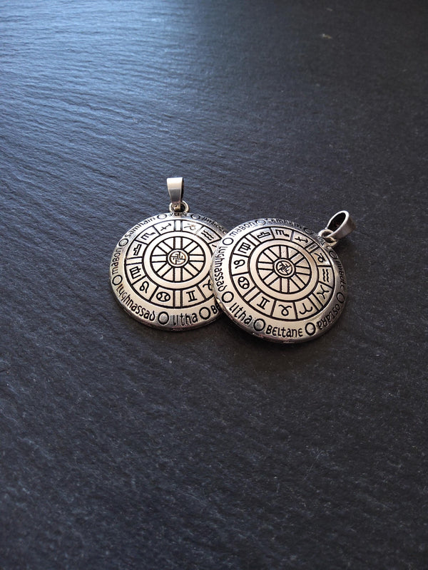 Pagan Calendar Pendant Silver Tone Alloy 39x30x4mm