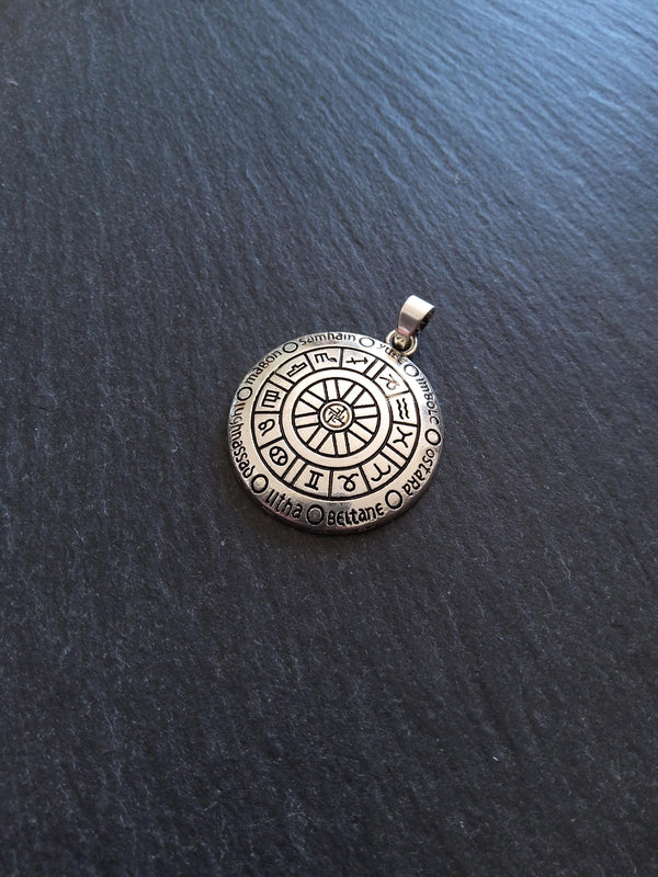 Pagan Calendar Pendant Silver Tone Alloy 39x30x4mm