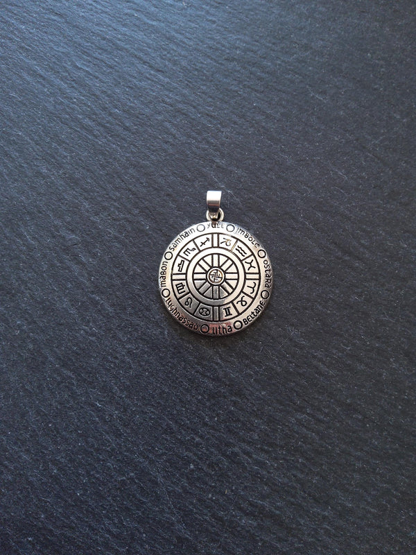Pagan Calendar Pendant Silver Tone Alloy 39x30x4mm