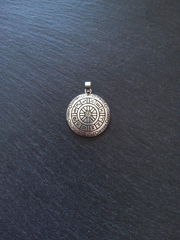 Pagan Calendar Pendant Silver Tone Alloy 39x30x4mm