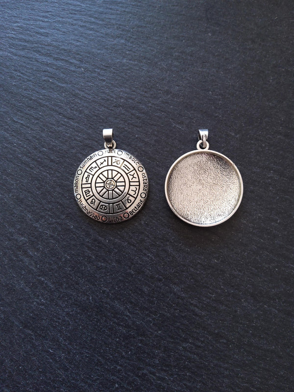 Pagan Calendar Pendant Silver Tone Alloy 39x30x4mm