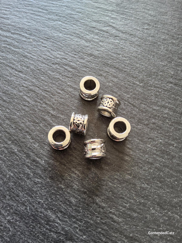 6 or 30 Celtic Knot Beads Antique Silver Tone Triquetra Design Cylinder Charm 11x8mm. Large 6.4mm Hole (seconds)