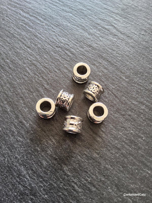 6 or 30 Celtic Knot Beads Antique Silver Tone Triquetra Design Cylinder Charm 11x8mm. Large 6.4mm Hole (seconds)