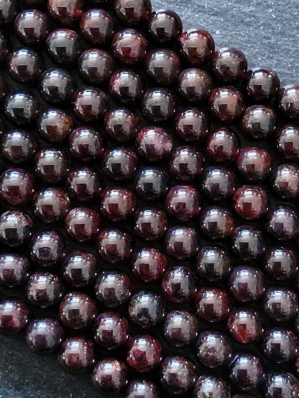 7mm Natural Dark Red Garnet Round Undyed Gemstone Beads Full 15 inch Strand Hole: