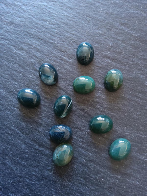 Natural Green Moss Agate Gemstone Oval Cabochons 10x8x4mm