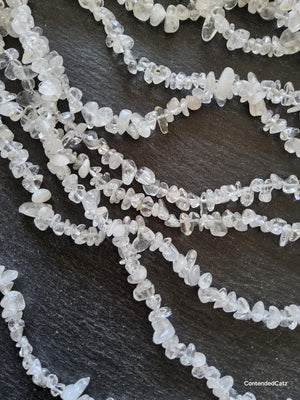 Natural Clear Quartz Crystal Irregular Chip Beads approx. 5mm to 8mm. Full 31 inch Strand