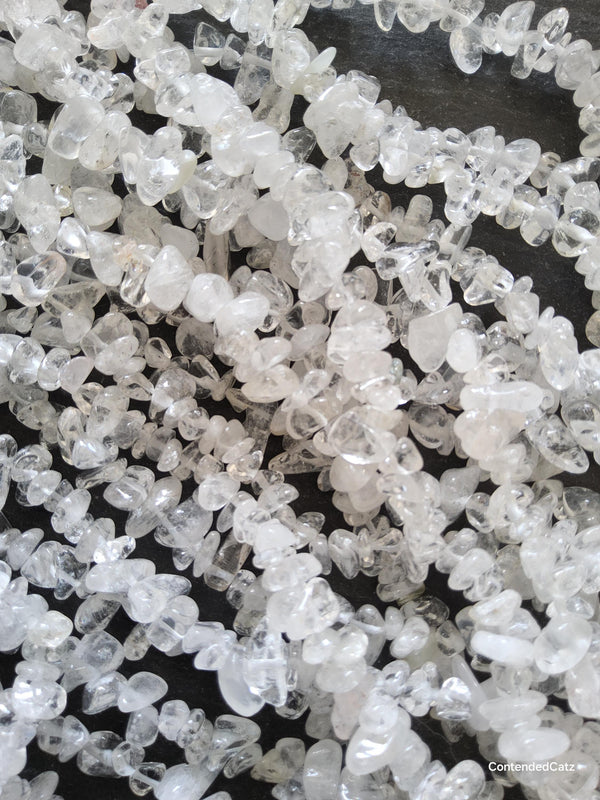 Natural Clear Quartz Crystal Irregular Chip Beads approx. 5mm to 8mm. Full 31 inch Strand