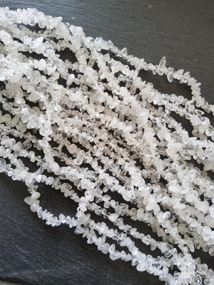 Natural Clear Quartz Crystal Irregular Chip Beads approx. 5mm to 8mm. Full 31 inch Strand