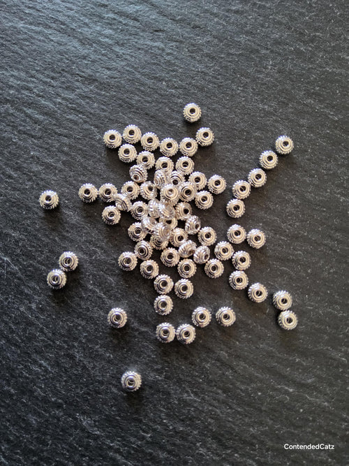 100 or 500 Wheel Spacer Beads 5mm Diameter Bright Silver Alloy 5x3mm Hole: 1mm Nickel FREE