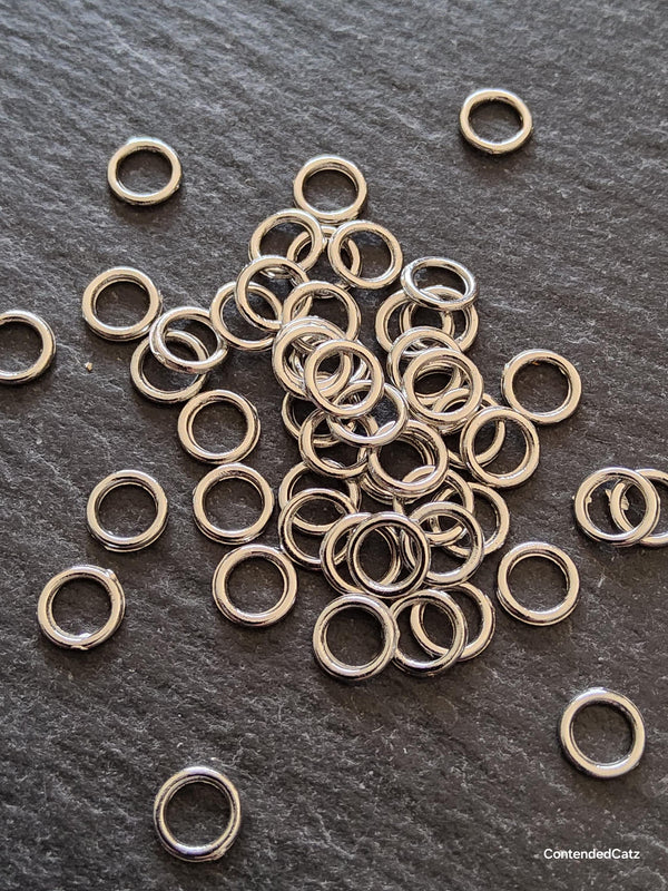 100 or 500 Strong 6mm CLOSED Jump Rings Silver Tone Alloy 1mm (18 Gauge) Hole: 3.8mm