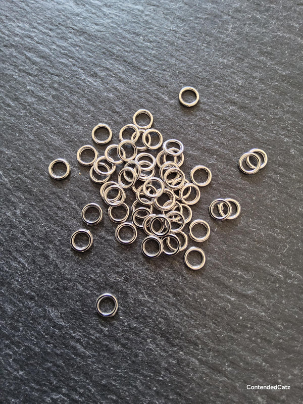 100 or 500 Strong 6mm CLOSED Jump Rings Silver Tone Alloy 1mm (18 Gauge) Hole: 3.8mm